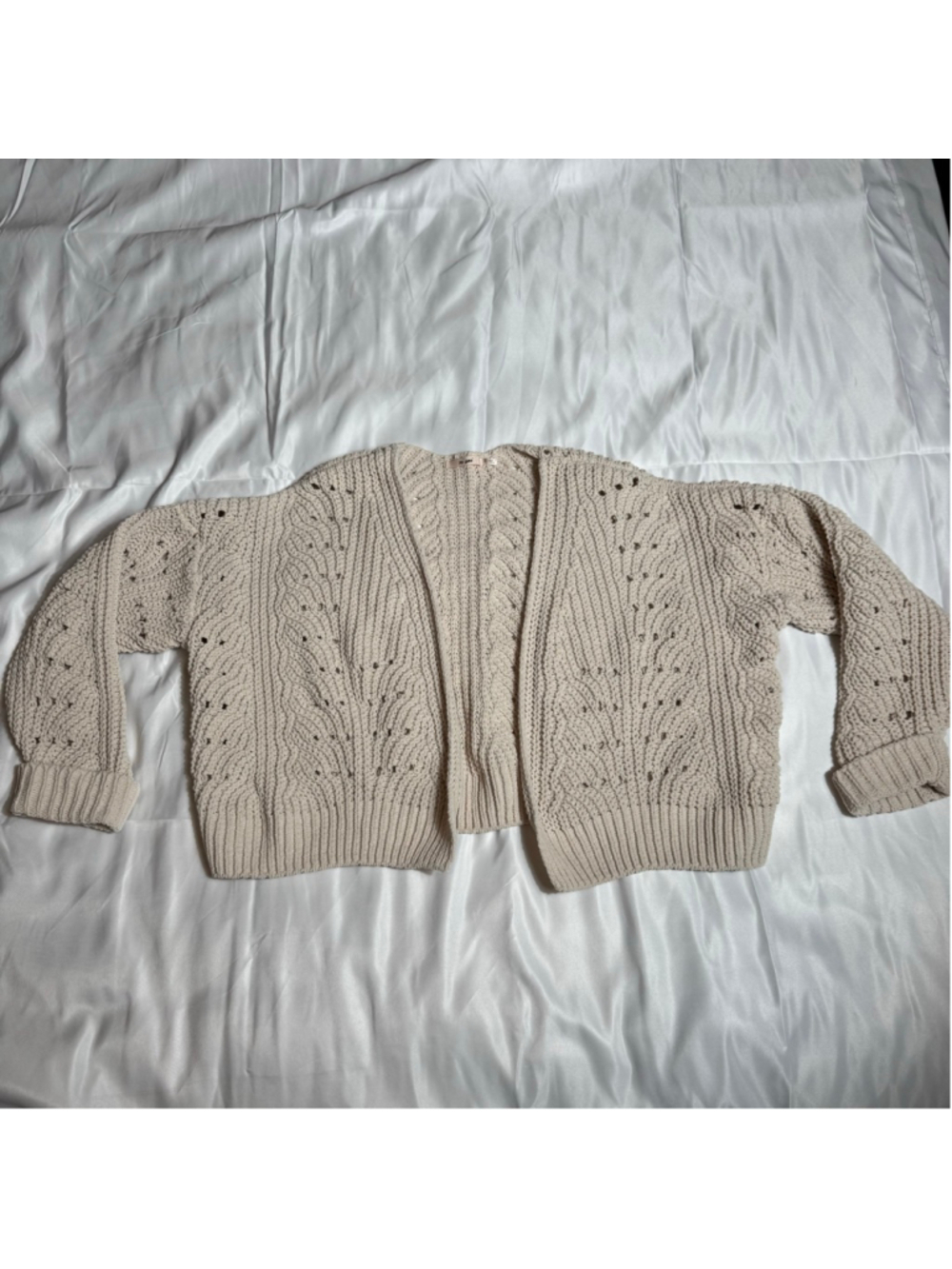Women's Mi Ami Beige Open Knit Cardigan Sweater S